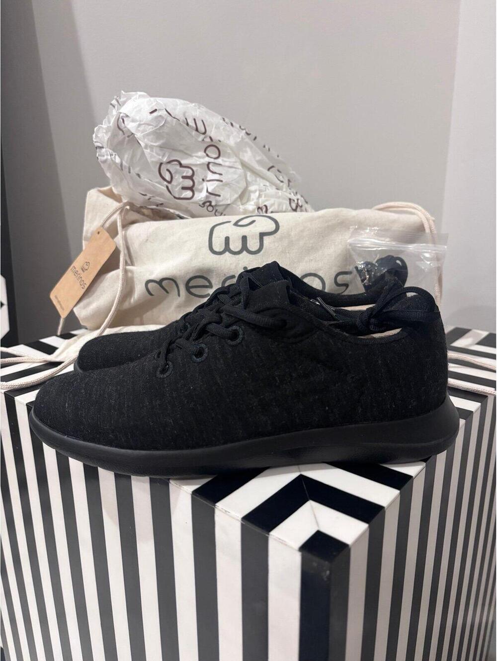 Merinos Wool Sneakers Black Women’s Size 7 NEW With Dust Bag